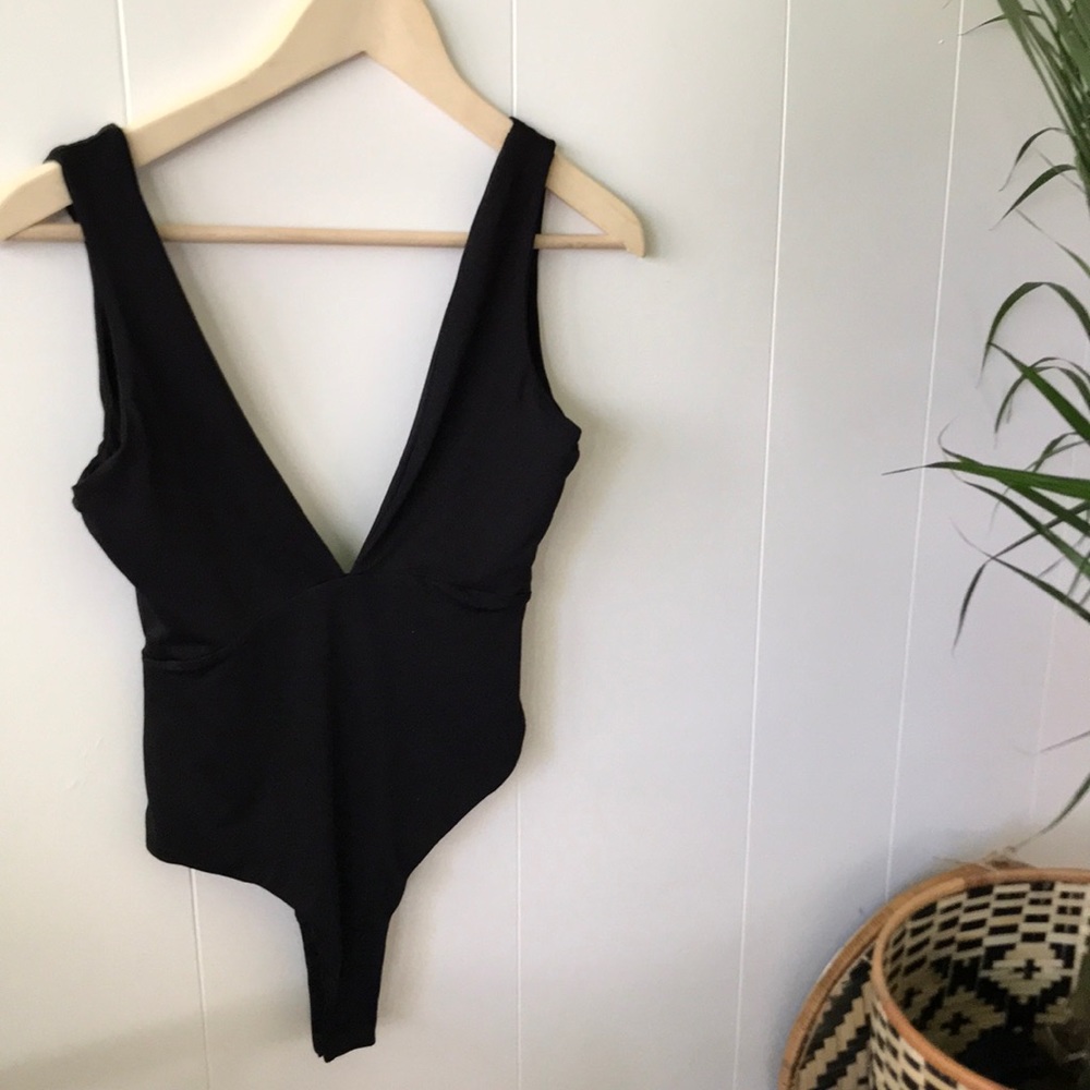 Black Low cut body suit